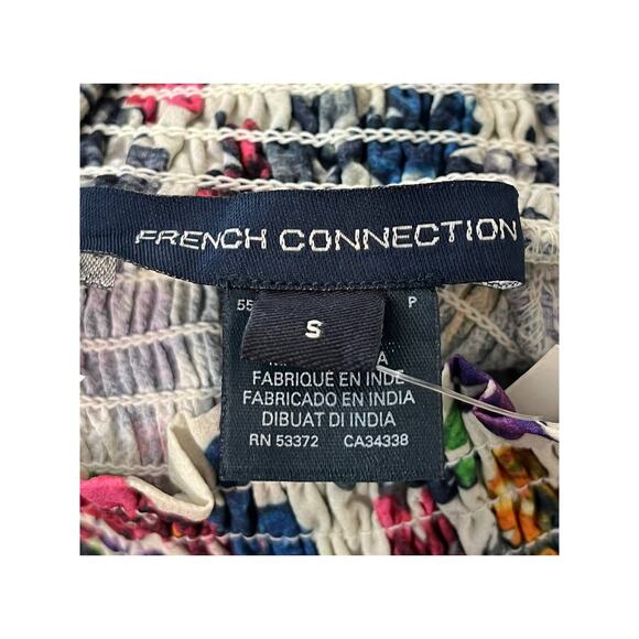 French Connection top floral Alianna drape smocked - Picture 4 of 5